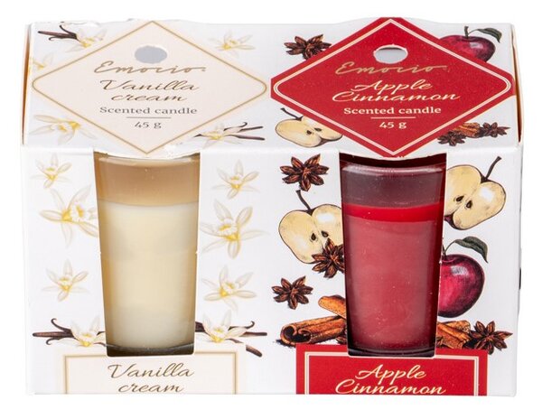 Emocio Sklo 52x65 mm 2 ks v krabičce Vanilla & Apple Cinnamon, vonná svíčka