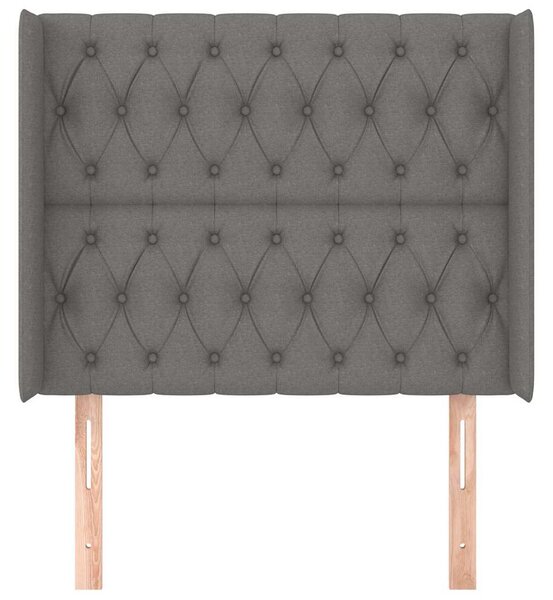 Čelo postele typu ušák tmavě šedé 93x16x118/128 cm textil 3119899