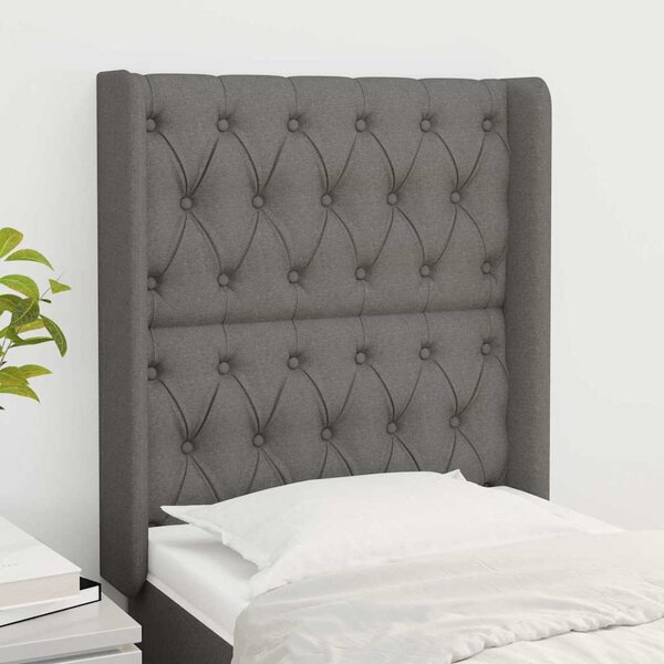 Čelo postele typu ušák tmavě šedé 83x16x118/128 cm textil 3119891