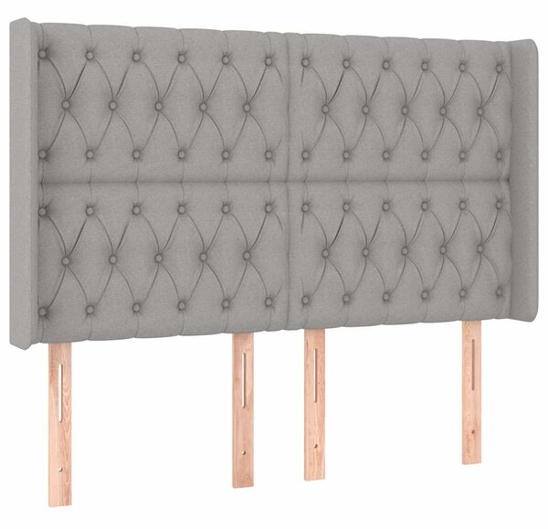 Čelo postele s LED světle šedé 147x16x118/128 cm textil 3124382