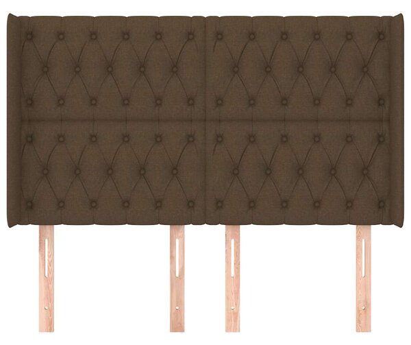 Čelo postele typu ušák tmavě hnědé 163x16x118/128 cm textil 3119925