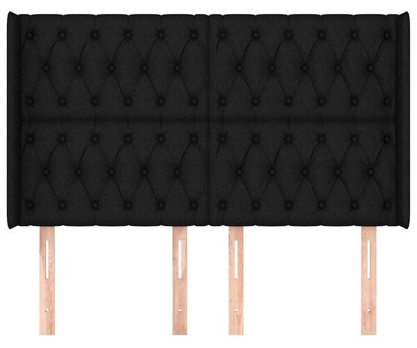 Čelo postele typu ušák černé 163x16x118/128 cm textil 3119924