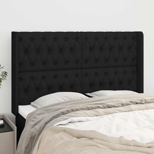 Čelo postele typu ušák černé 163x16x118/128 cm textil 3119924