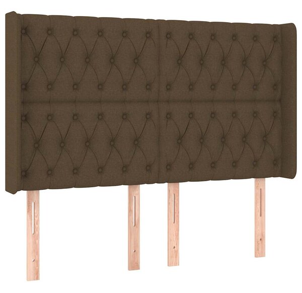 Čelo postele typu ušák tmavě hnědé 163x16x118/128 cm textil 3119925