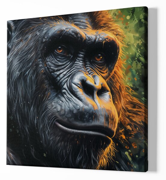 Obraz na plátně - Gorila, Moudrý pohled krále, Makro portrét, Králové divočiny FeelHappy.cz Velikost obrazu: 40 x 40 cm