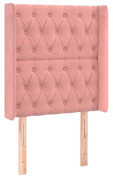 Čelo postele s LED růžové 83 x 16 x 118/128 cm samet 3124419