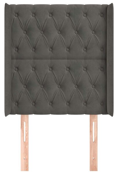 Čelo postele typu ušák tmavě šedé 83x16x118/128 cm samet 3119947