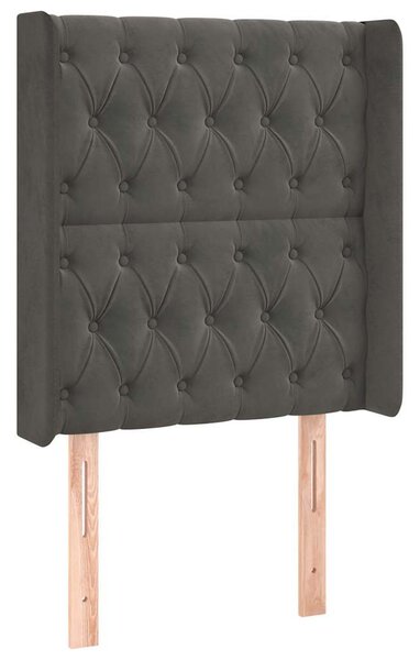 Čelo postele typu ušák tmavě šedé 83x16x118/128 cm samet 3119947
