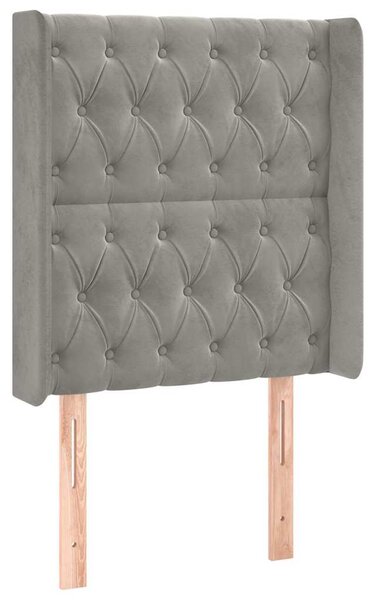 Čelo postele s LED světle šedé 83 x 16 x 118/128 cm samet 3124414
