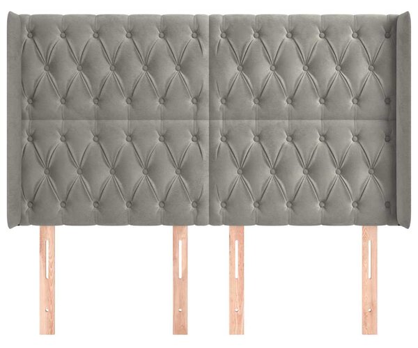 Čelo postele typu ušák světle šedé 163x16x118/128 cm samet 3119970