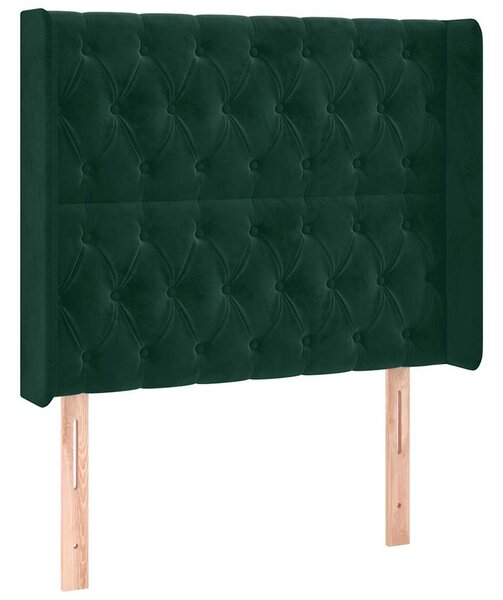 Čelo postele typu ušák tmavě zelená 103x16x118/128 cm samet 3119961