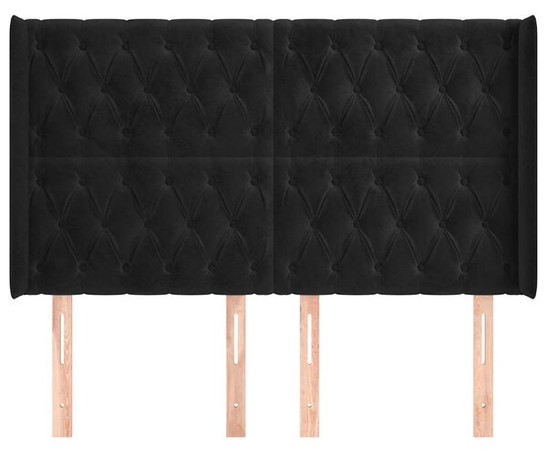 Čelo postele typu ušák černé 147x16x118/128 cm samet 3119966