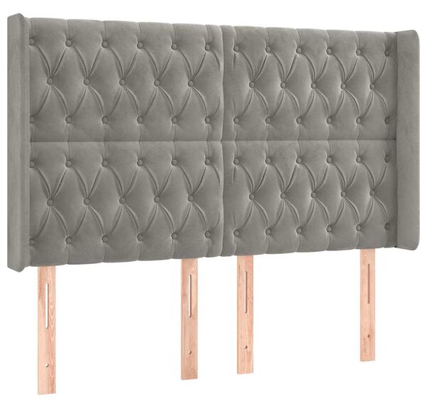 Čelo postele typu ušák světle šedé 163x16x118/128 cm samet 3119970