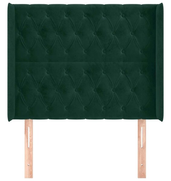 Čelo postele typu ušák tmavě zelená 103x16x118/128 cm samet 3119961