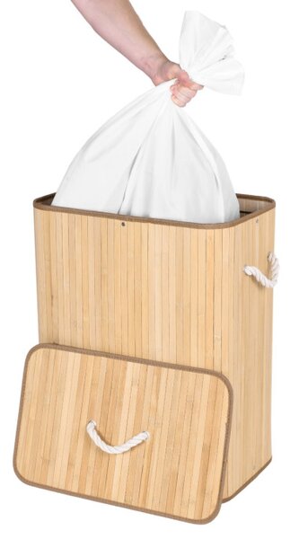 Koš na prádlo 2 přihrádkový, bambusový