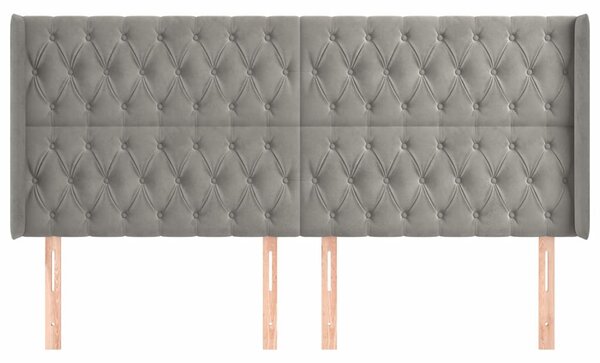 Čelo postele typu ušák světle šedé 183x16x118/128 cm samet 3119976