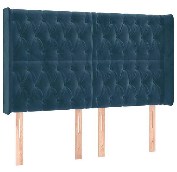 Čelo postele typu ušák tmavě modrá 163x16x118/128 cm samet 3119974