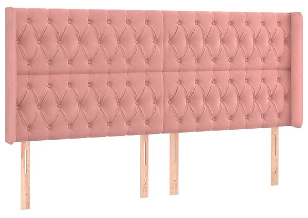 Čelo postele typu ušák růžové 183x16x118/128 cm samet 3119981
