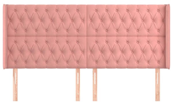 Čelo postele typu ušák růžové 183x16x118/128 cm samet 3119981