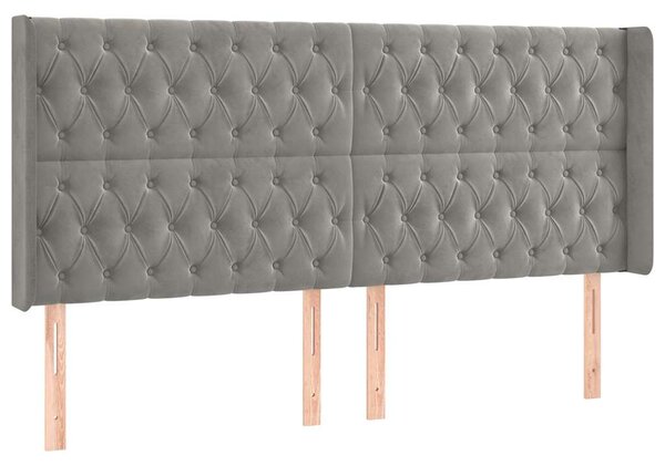 Čelo postele typu ušák světle šedé 183x16x118/128 cm samet 3119976