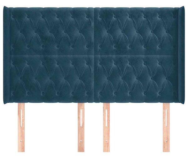 Čelo postele typu ušák tmavě modrá 163x16x118/128 cm samet 3119974