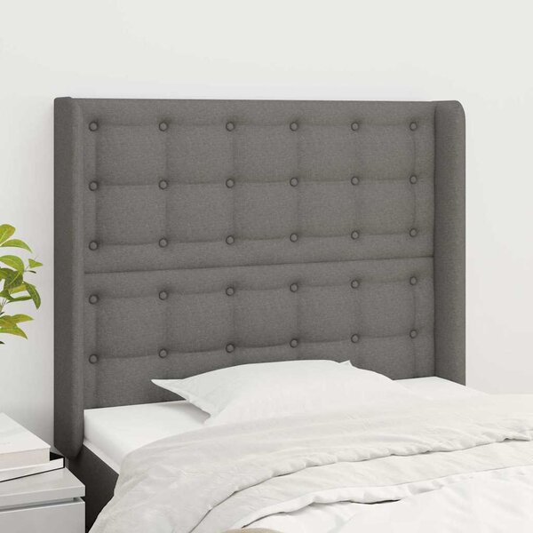 Čelo postele typu ušák tmavě šedé 83x16x118/128 cm textil 3119989