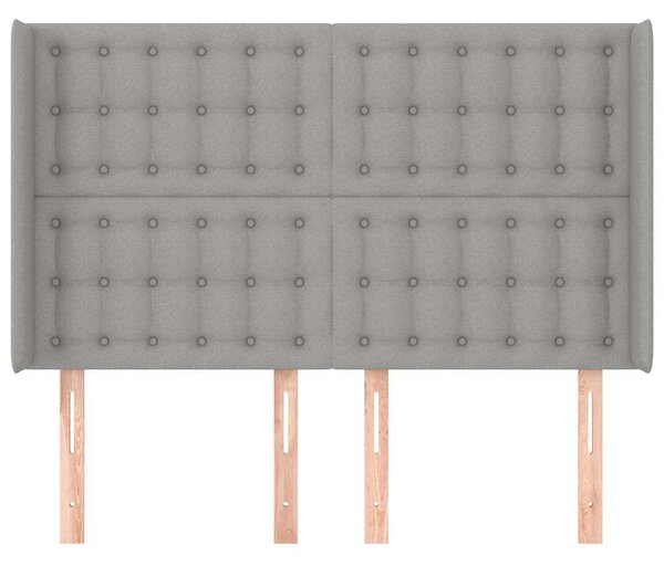 Čelo postele typu ušák světle šedé 147x16x118/128 cm textil 3120012