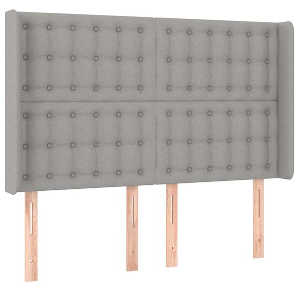 Čelo postele typu ušák světle šedé 147x16x118/128 cm textil 3120012