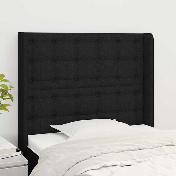 Čelo postele typu ušák černé 103x16x118/128 cm textil 3120006