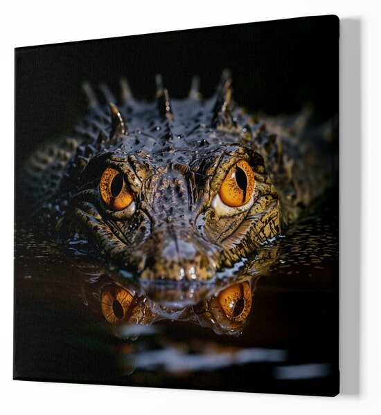 Obraz na plátně - Krokodýl skrytý ve vodě, Králové divočiny FeelHappy.cz Velikost obrazu: 140 x 140 cm