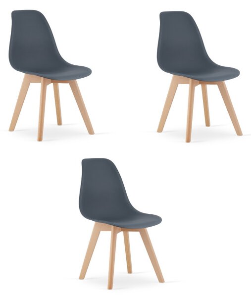 Set tří jídelních židlí KITO břidlicový (3 ks)
