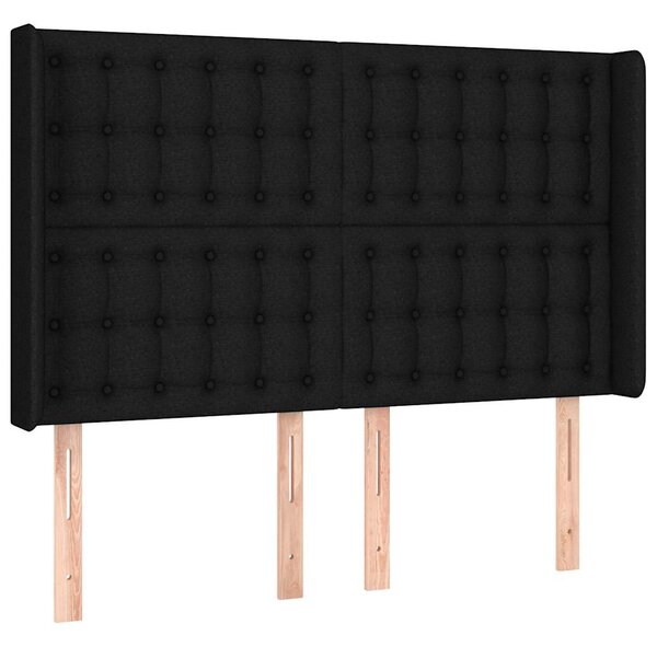 Čelo postele typu ušák černé 147x16x118/128 cm textil 3120014