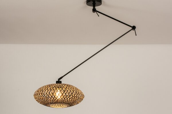 Závěsné ratanové svítidlo nad jídelní stůl Snap Domenico Q Dark and Black 40 (LMD)