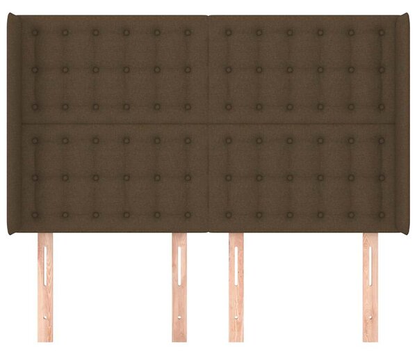 Čelo postele typu ušák tmavě hnědé 147x16x118/128 cm textil 3120015