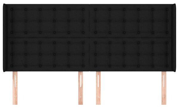 Čelo postele typu ušák černé 203x16x118/128 cm textil 3120038