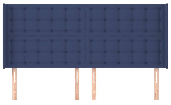 Čelo postele typu ušák modré 183x16x118/128 cm textil 3120034