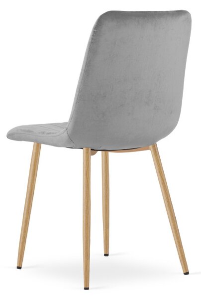Set tří jídelních židlí LAVA sametové, světle šedé /hnědé nohy (3 ks)