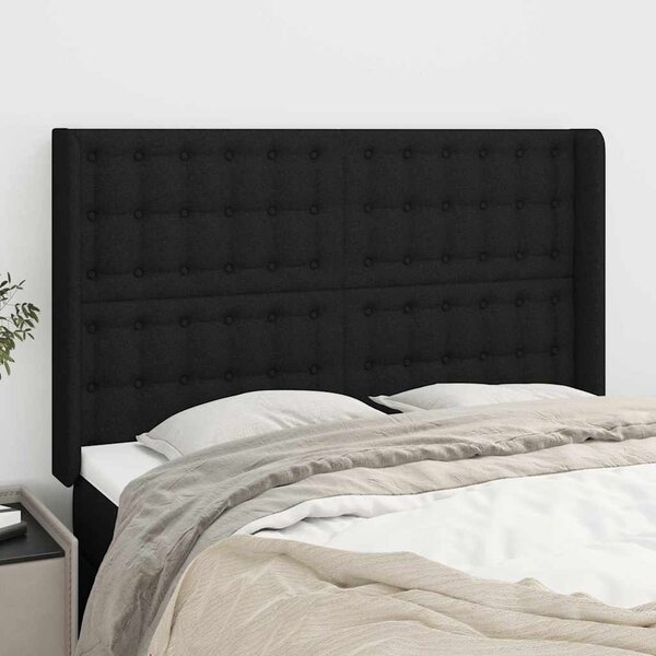 Čelo postele typu ušák černé 147x16x118/128 cm textil 3120014