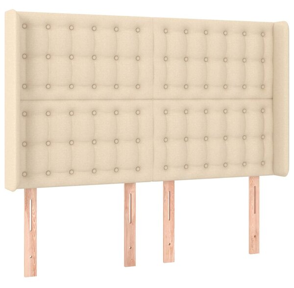 Čelo postele s LED krémové 147 x 16 x 118/128 cm textil 3124485