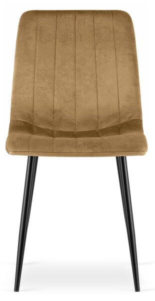 Set čtyř jídelních židlí LAVA sametové, hnědé / černé nohy (4 ks)