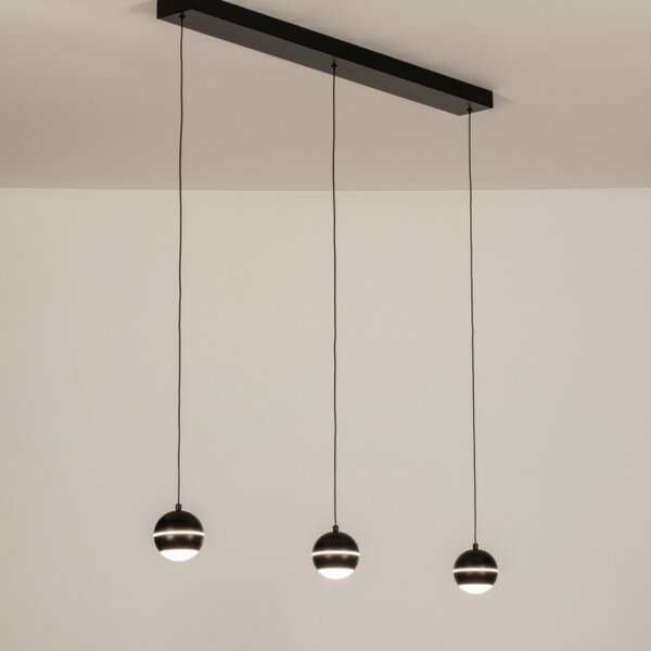 Závěsné designové LED černé svítidlo nad jídelní stůl Bernie Line Nero (LMD)