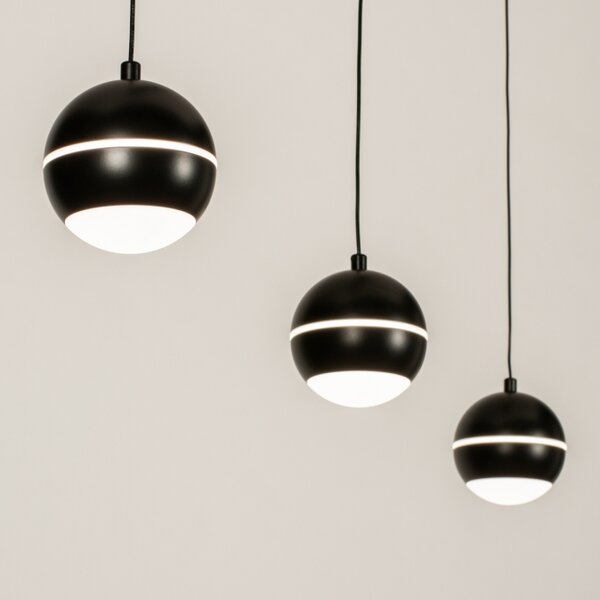 Závěsné designové LED černé svítidlo nad jídelní stůl Bernie Line Nero (LMD)