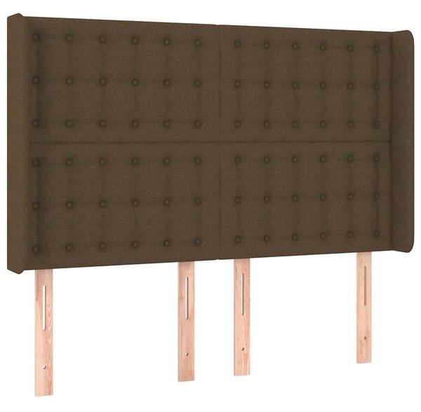 Čelo postele typu ušák tmavě hnědé 147x16x118/128 cm textil 3120015