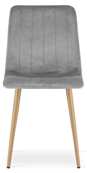 Set tří jídelních židlí LAVA sametové, světle šedé /hnědé nohy (3 ks)
