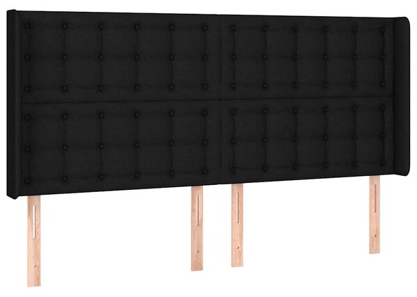 Čelo postele typu ušák černé 203x16x118/128 cm textil 3120038