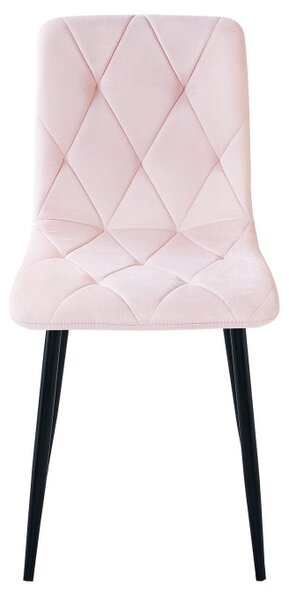 Set tří jídelních židlí LIBRA sametové, světle růžové / černé nohy (3 ks)