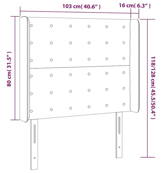 Čelo postele s LED bílé 103 x 16 x 118/128 cm umělá kůže 3124133