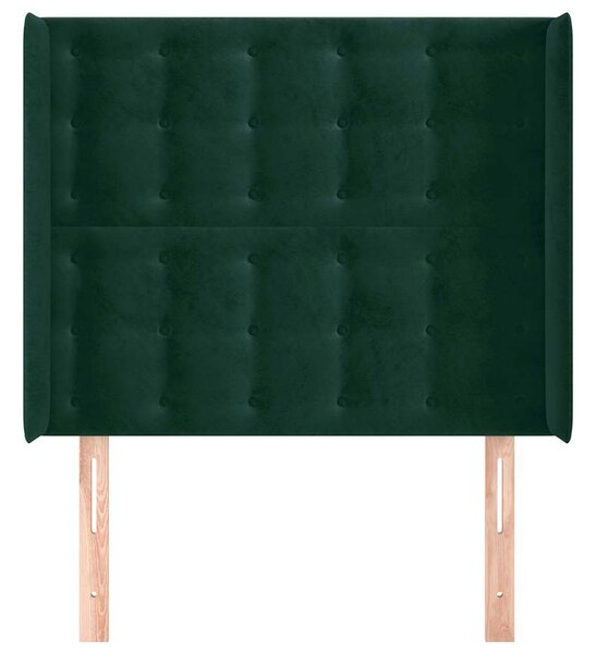 Čelo postele typu ušák tmavě zelená 103x16x118/128 cm samet 3120059
