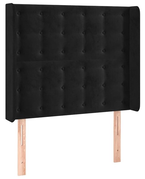Čelo postele typu ušák černé 83x16x118/128 cm samet 3120046
