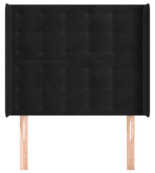 Čelo postele typu ušák černé 83x16x118/128 cm samet 3120046